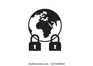 World lock down icon vector, World lock icon isolated