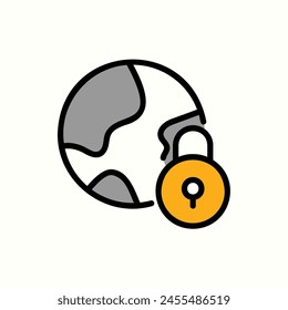 world lock icon, isolated icon in light background, perfect for website, blog, logo, graphic design, social media, UI, mobile app