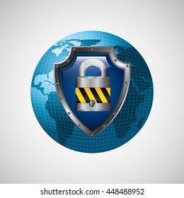 world lock security system icon vector illustration