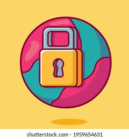 world lockdown concept symbol isolated cartoon vector illustration in flat style