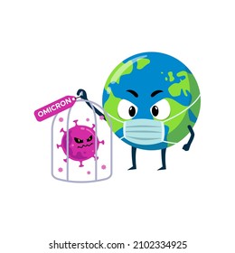 The world lockdown the new variants of coronavirus, Omricon prevention concept vector illustration