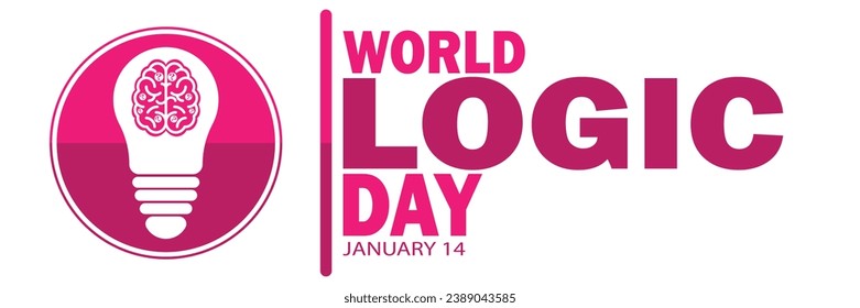 Día Mundial de la Lógica. 14 de enero. Concepto de vacaciones. Plantilla para fondo, banner, tarjeta, afiche con inscripción de texto. Ilustración del vector