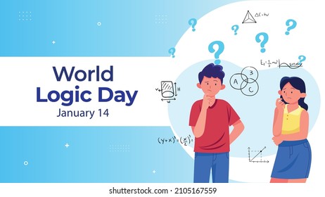 World Logic Day on January 14 business brochure flyer banner design horizontal template vector, cover presentation abstract, modern publication poster and flag-banner.