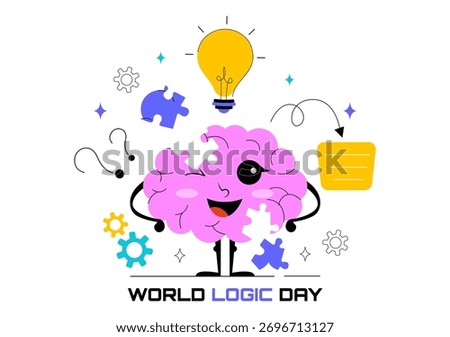 World Logic Day Vector Illustration Featuring Creative Thinking, Analytical Mind, Puzzle, Decision Making, and Smart Brain in a Flat Background