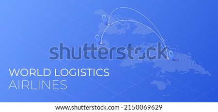 World logistic delivery concept. Global export and import airlinnes. Smart airplane tracking. Ecommerce trade service infographic.