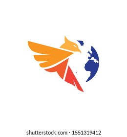 World Logo Bird Globe vector