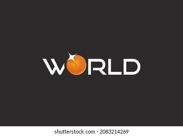 Diseño plano del concepto del logotipo mundial con globo de poción 3D