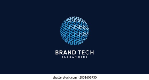 Weltlogo mit kreativem, modernem Technologie-Konzept Premium Vector Teil 1