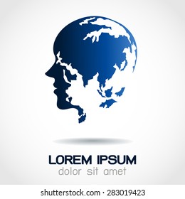 World logo on head,business vector logo design template.