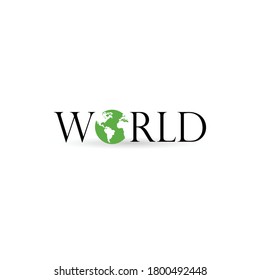 Logotipo mundial con texto Eco friendly sobre vector de fondo blanco.