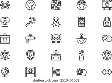 World love icons collection is a vector illustration with editable stroke.