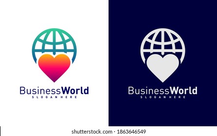 Plantilla vectorial del logotipo de World Love, conceptos de diseño del logotipo de Creative world