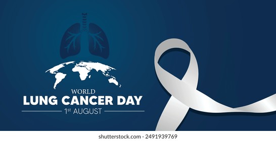 World Lung Cancer Day 1 August Bewusstseinsband Vektorgrafik Poster