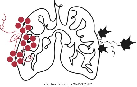 World Lung Cancer Day. Abstract multicolored Human lungs. World no tobacco day banner. World Tuberculosis Day. National Asthma and Allergy Awareness Month. vector line art	
