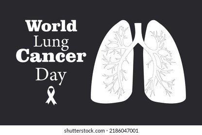 World Lung Cancer Day. August 1. Horizontal dark banner. Vector.