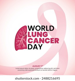 World Lung Cancer Day background with a lung and ribbon