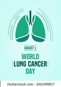 World Lung cancer day. Beautiful vector illustration with lungs icon. Editable image in light green and emerald colors useful for vertical poster, leaflet or bannerdesign.