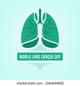 World Lung cancer day. Beautiful vector illustration with lungs icon. Editable image in light green and emerald colors