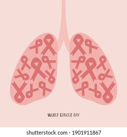 World Lung cancer day. Beautiful vector illustration with lungs icon. Editable image in red and emerald colors useful for poster, leaflet or bannerdesign.