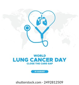 world lung cancer day, lung cancer day held on 01 august, world lung cancer day stock illustration, editable template. 