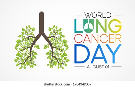 World Lung Cancer day is observed every year on August 1st, it is cancer that starts in the lungs. When a person has cancer, they have abnormal cells that cluster together to form a tumor. Vector art