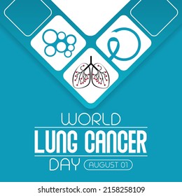 World Lung Cancer day is observed every year on August 1st, it is cancer that starts in the lungs. When a person has cancer, they have abnormal cells that cluster together to form a tumor. Vector art
