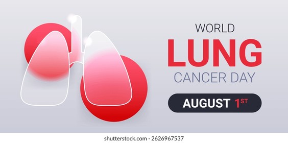 World Lung Cancer Day poster on grey. August 1 awareness health care banner vector illustration