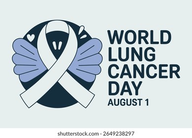 World lung cancer day ribbon design with lungs icon and date august 1 for awareness health campaign print