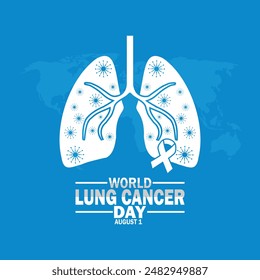 World Lung Cancer Day wallpaper with shapes and typography, banner, card, poster, template. World Lung Cancer Day, background