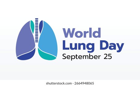 World Lung Day concept illustrate with human lung symbol in flat style. Important day on 25 September. Perfect for healthcare campaigns, respiratory, lung disease prevention and awareness posters.