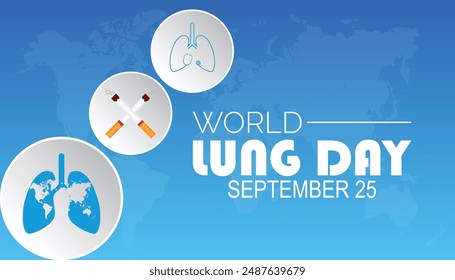El Día Mundial del Pulmón se celebra cada año en septiembre. Diseño de Anuncio Diseño de Ilustración vectorial de Plantilla Diseño de fondo.