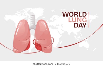 World Lung Day template with internal organ and ribbon