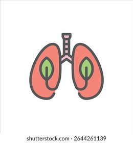 World Lung filled outline icon. oxygen color line illustration.
