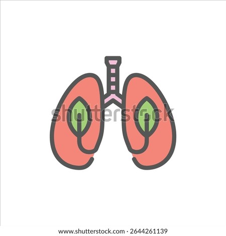 World Lung filled outline icon. oxygen color line illustration.
