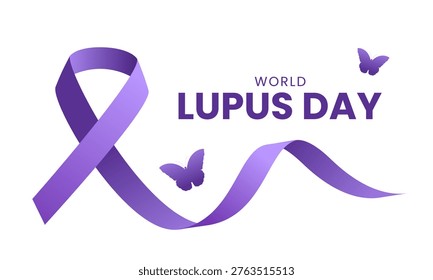 World lupus day. Lupus awareness background with purple ribbon. Vector illustration