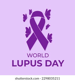 World Lupus Day Design, with purple ribbon and butterfly icon