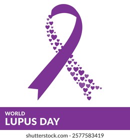 World Lupus Day Design, with purple ribbon and hearts shape