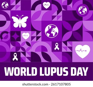 world lupus day Geometric shape pattern background banner or poster design template. observed every year in May. Holiday concept. Use to any Template, card, poster, placard, template.