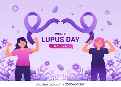 World Lupus Day image with two women showing their strength, suitable for lupus awareness campaigns, health articles, and social media posts