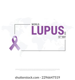 World Lupus Day, International Day of Lupus, World Lupus Day typography with a world map on the background, World Map, Background, Typographic Design, Typography, Vector, Social Media, Purple Ribbon 
