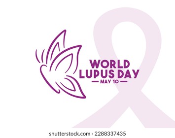 World Lupus Day. May 10. Hand drawn butterfly line icon. White background. Poster, banner, card, background. Eps 10.