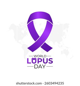 World Lupus Day. Realistic Ribbon with Butterfly Rash. Health awareness vector illustration. Banner poster, flyer and background design template. Vector illustration. Eps 10.