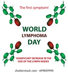 World Lymphoma Day. Increase in the size of the lymph nodes. Vector illustration on isolated background.