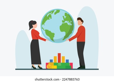 World macroeconomics 2d vector illustration concept for banner, website, illustration, landing page, flyer, etc