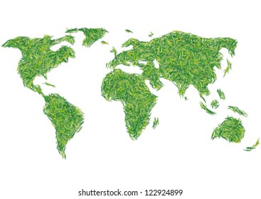 World made of grass, vector illustration.