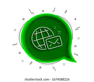 World Mail Line Symbol. Chatblase mit Schatten. Webbriefzeichen. Nachrichtensymbol senden. Thin Line World Mail Symbol. Vektorillustration