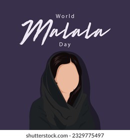 World malala day. Female face vector illustration. Celebrated every July 12th. Suitable for banners, greeting cards, social media, templates etc svg