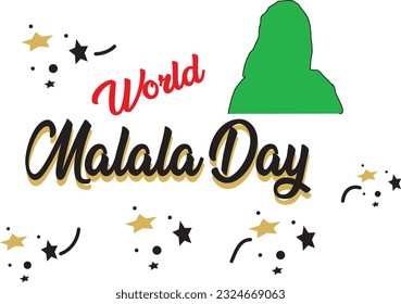 World malala day. Malala yousafzai design illustration, flat abstract logo, hijab women icon, poster, illustration vector.