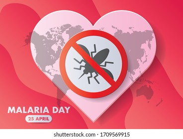 World Malaria Day, april 25th. Vector design suitable for brochure, poster and banner. Mosquito like a symbol of Malaria epidemic.