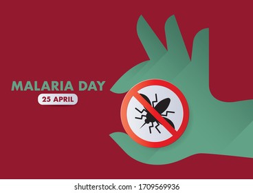 World Malaria Day, april 25th. Vector design suitable for brochure, poster and banner. Mosquito like a symbol of Malaria epidemic.
